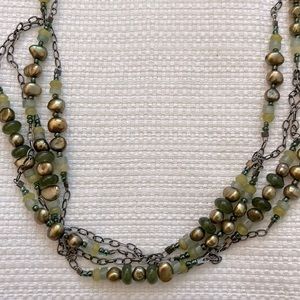 SILPADA OXIDIZED STERLING SILVER, BRONZE PEARLS & GREEN GEMSTONES